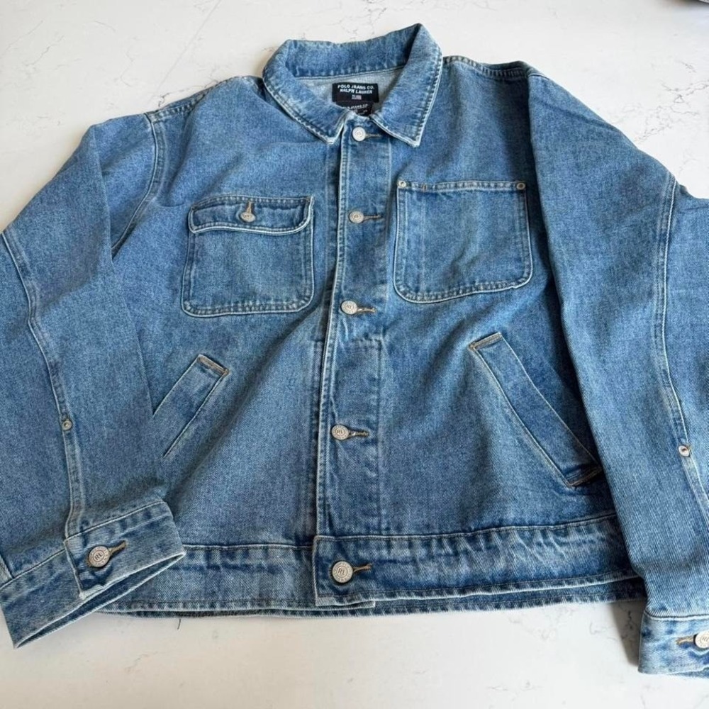 Vintage Polo Jeans Co Ralph Lauren Denim Jacket Men's Large Blue Trucker 90s XL